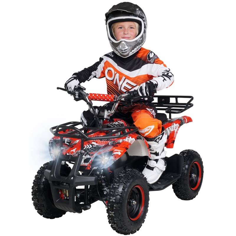 Actionbikes Motors Kinder Elektro Miniquad ATV Torino 1000 Watt 36 Volt - Scheibenbremsen - Umweltfreundlicher Elektromotor (1000 Watt Schwarz Weiß Rot Polo) von Actionbikes Motors