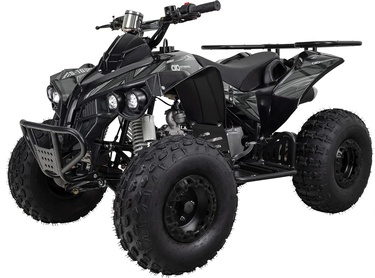 Actionbikes Motors Kinder Midiquad ATV S-10 125 cc - E-Start - Scheibenbremse hinten - Trommelbremsen vorne - Luftreifen (Grau) von Actionbikes Motors