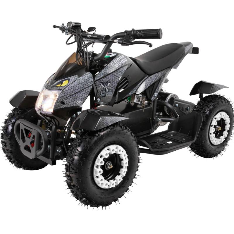Actionbikes Motors Kinder Quad Elektro ATV Cobra | 𝟑𝟔 Volt 𝟖𝟎𝟎 Watt Motor bis 𝟑𝟎 km/h - Kinderquad - Pocket Quad - Safety Touch Fußschalter - Miniquad - Für Kinder ab 6 Jahren (Grau/Schwarz) von Actionbikes Motors