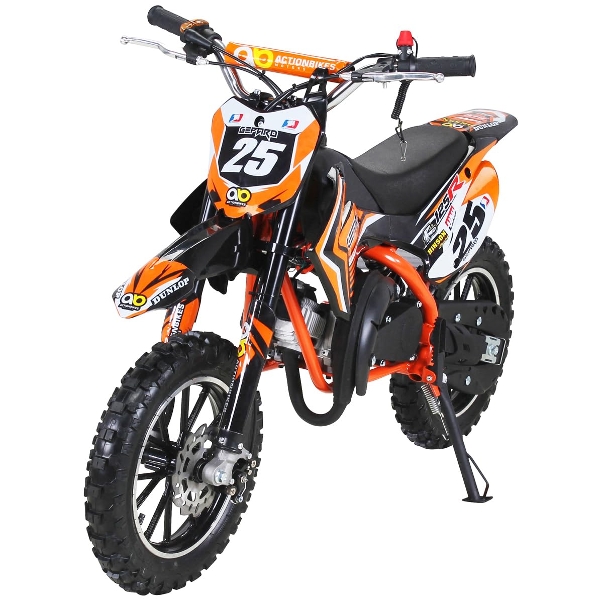 Actionbikes Motors Kinder Crossbike Gepard 2-Takt 49ccm | Bis 35 Km/h - 2 Liter Tank - Tuning Kupplung - Easy Pull Start - Scheibenbremsen - Motorrad - Motocross - Dirtbike - Enduro (Orange) von Actionbikes Motors