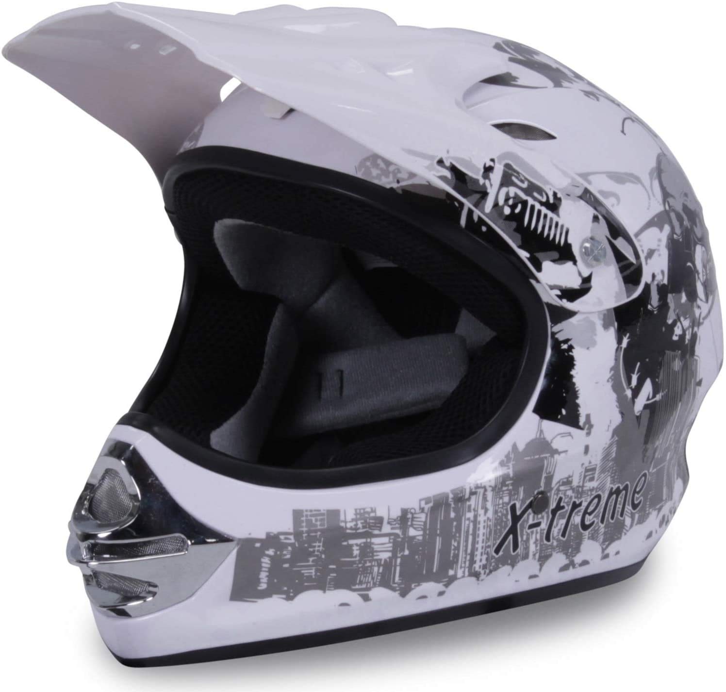 Actionbikes Motors Motorradhelm X-Treme Kinder Cross Helme Sturzhelm Schutzhelm Helm für Motorrad Kinderquad und Crossbike (Weiß, M) von Actionbikes Motors