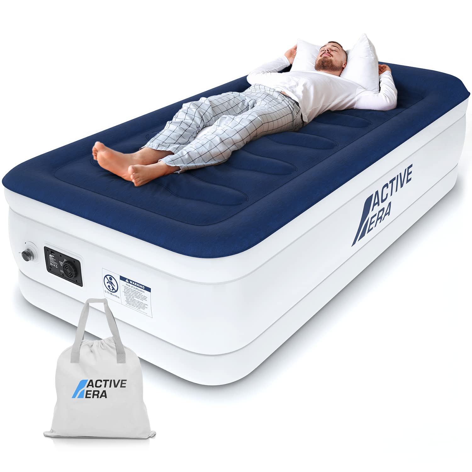 Active Era Luxus Luftbett 1 Person, Luftmatratze selbstaufblasend mit eingebauter elektrischer Pumpe & integriertem Kissen, Aufblasbare Matratze für Camping & Gästebett - 99 x 191 x 53cm Active Era Luxus Luftbett 1 Person, Luftmatratze selbstaufblasend mit eingebauter elektrischer Pumpe & integriertem Kissen, Aufblasbare Matratze für Camping & Gästebett - 99 x 191 x 53cm von Active Era