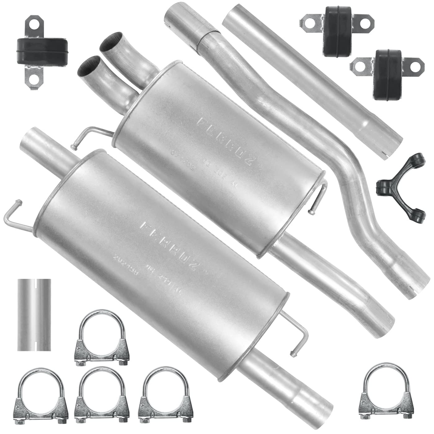 Schalldämpferset Abgasrohr Auspuff Endtopf Mitteltopf+ Montagesatz für VW Transporter T5 V 5 Pritsche LWB 2.5 TDI von Adamot