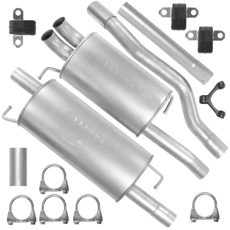 Schalldämpferset Abgasrohr Auspuff Endtopf Mitteltopf+ Montagesatz für VW Transporter T5 V 5 Pritsche LWB 2.5 TDI von Adamot
