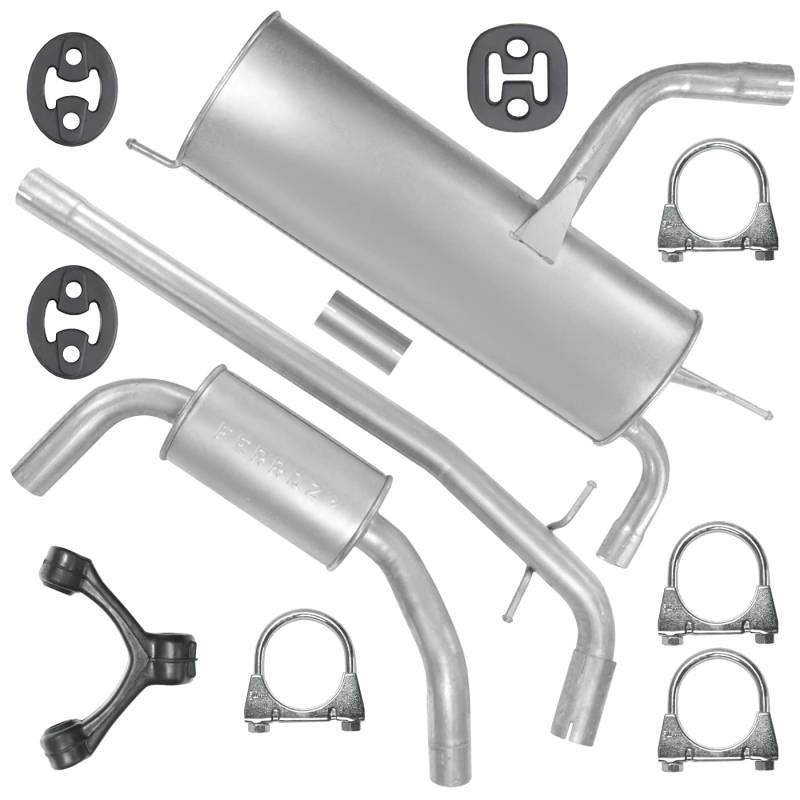 Schalldämpferset Auspuff Endtopf Mitteltopf+ Montagesatz für 1.4 1.6 Seat Altea Leon 2 II 1P1 von Homry