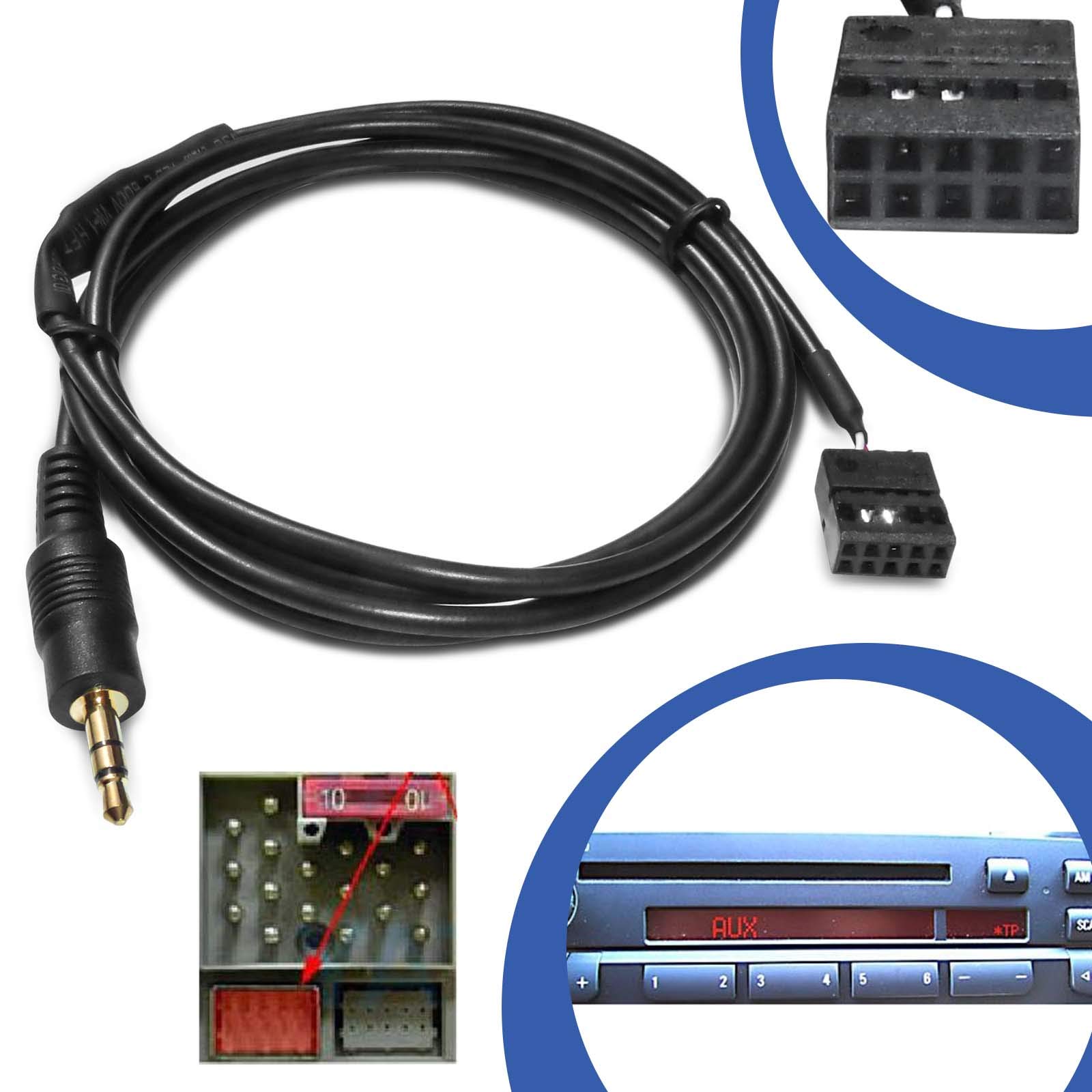 KFZ Auto AUX Line In Adapter Kabel 10 Pol Stecker CD Radio Buchse Anschluss kompatibel mit BMW E46 von Adapter Universe