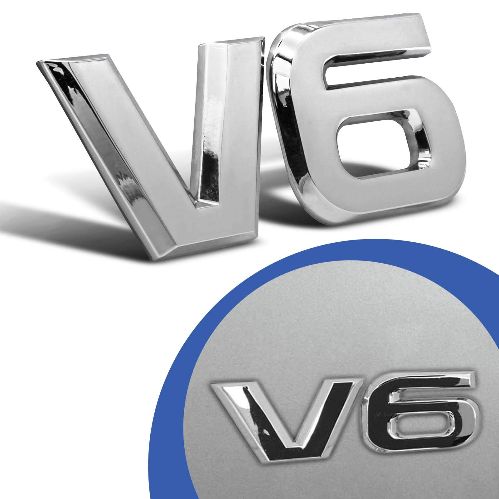 V6 Emblem Zeichen Chrom Schriftzug 3D Logo Auto Aufkleber Tuning Sticker Metall von Adapter Universe