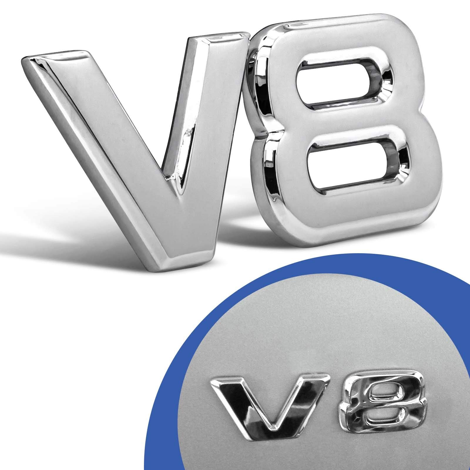 V8 Emblem Zeichen Chrom Schriftzug 3D Logo Auto Aufkleber Tuning Sticker Metall von Adapter Universe