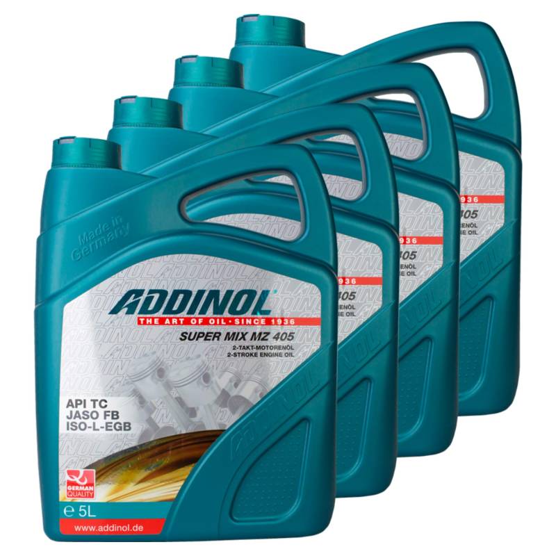 4X Addinol Motoröl Motorenöl Motor Motoren Motor Oil Engine Oil 2-Takt Super Mix Mz 405 (Rot Gefärbt) 5L von Addinol