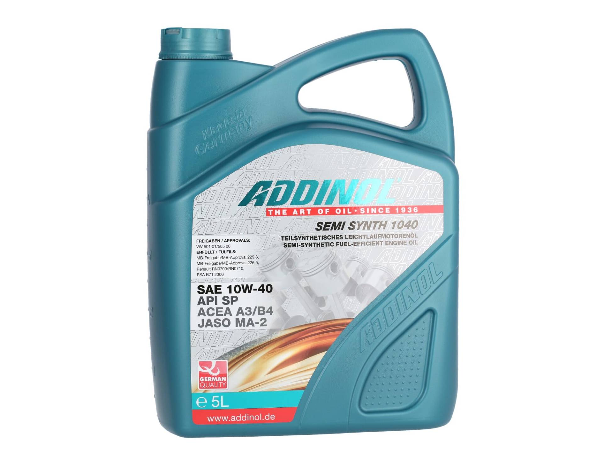 ADDINOL SEMI SYNTH 10W-40 A3/B4 Motorenöl, 5 Liter von ADDINOL