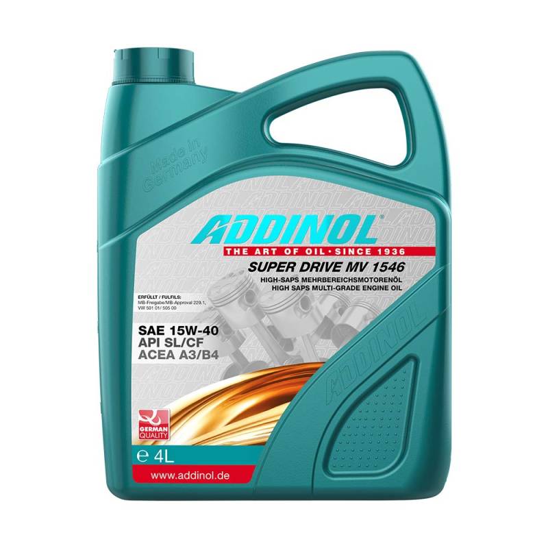 ADDINOL SUPER DRIVE MV 1546 15W-40 A3/B3 Motorenöl, 4 Liter von Addinol