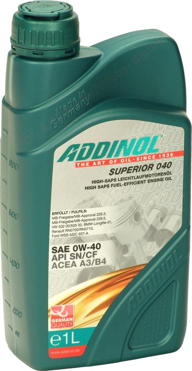 ADDINOL SUPERIOR 0W-40 A3/B4 Motorenöl, 1 Liter von Addinol