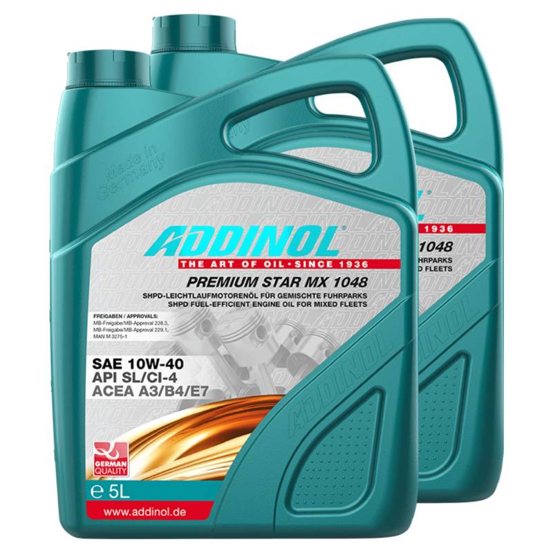 Addinol 2X Motoröl Motorenöl Motor Motoren Motor Oil Engine Oil 10W-40 Premium Star Mx 1048 5L 72103481 von Addinol