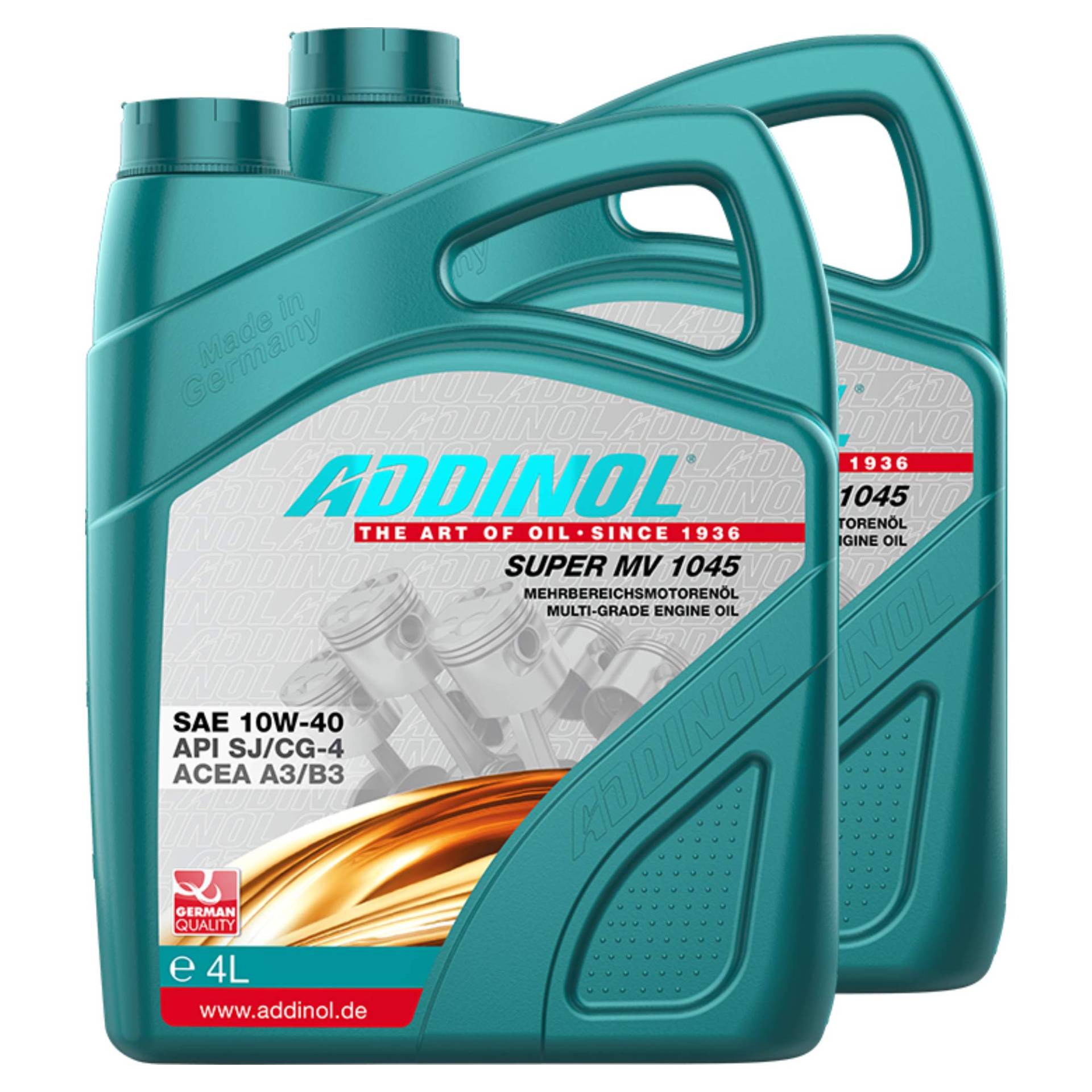 Addinol 2X Motoröl Motorenöl Motor Motoren Motor Oil Engine Oil 10W-40 Super Mv 1045 4L 72100025 von Addinol