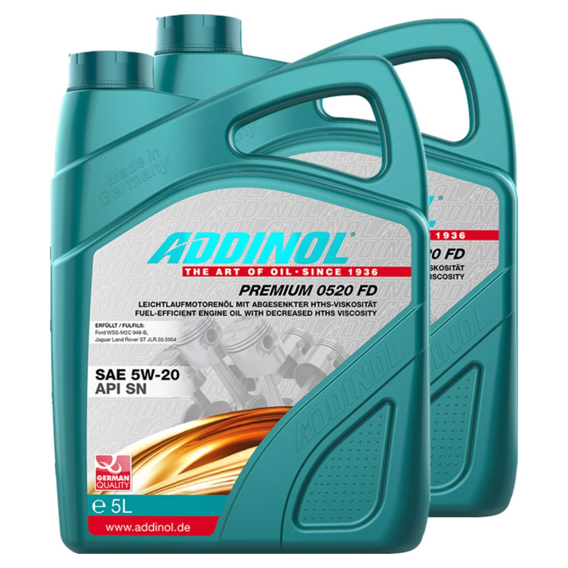 Addinol 2X Motoröl Motorenöl Motor Motoren Motor Oil Engine Oil Benzin 5W-20 Premium 0520 Fd 5L 72097381 von Addinol