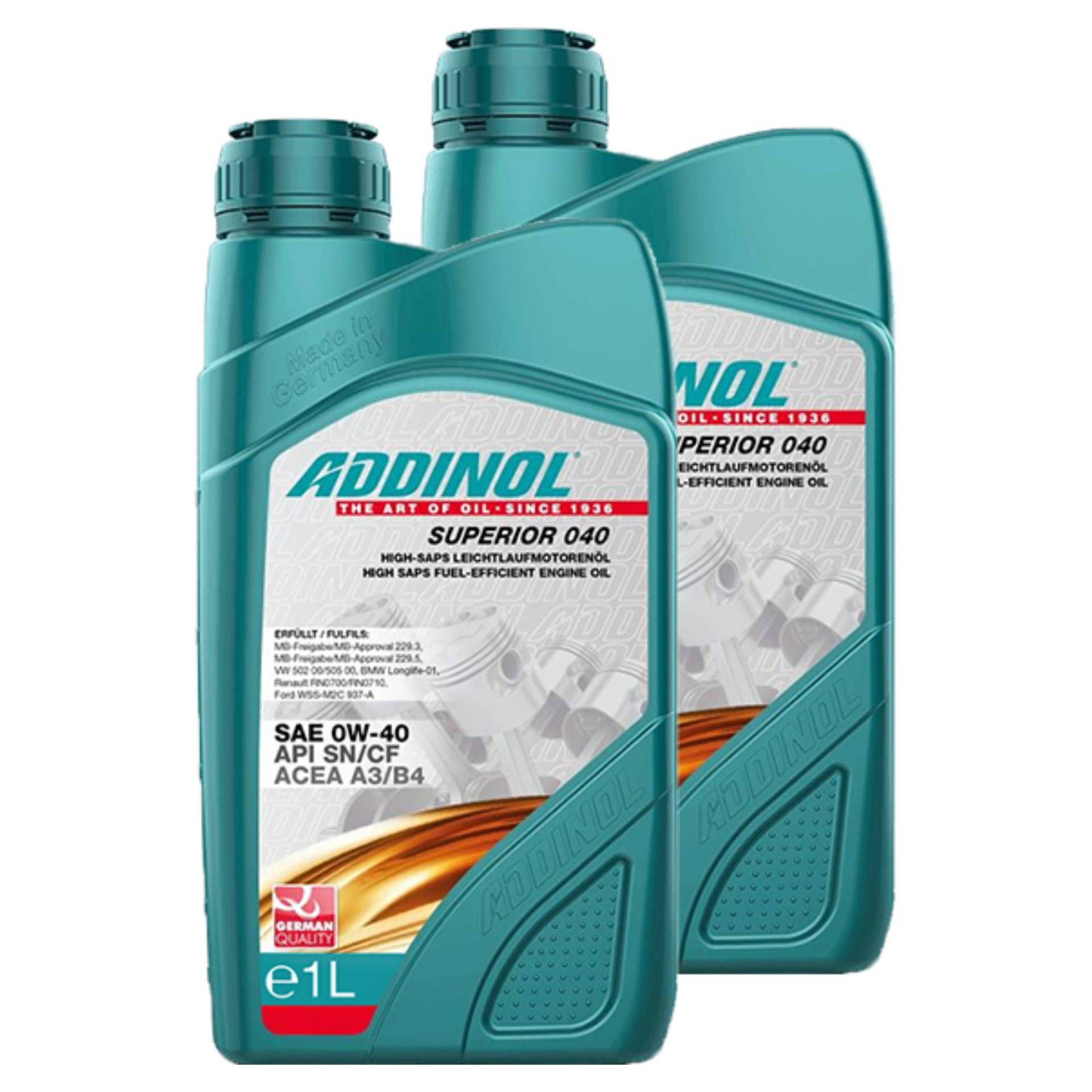 Addinol 2X Motoröl Motorenöl Motor Motoren Motor Oil Engine Oil Benzin Diesel 0W-40 Superior 040 1L 72097907 von Addinol