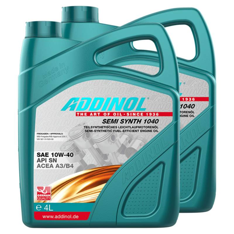 Addinol 2X Motoröl Motorenöl Motor Motoren Motor Oil Engine Oil Benzin Diesel 10W-40 Semi Synth 1040 5L 72098481 von Addinol