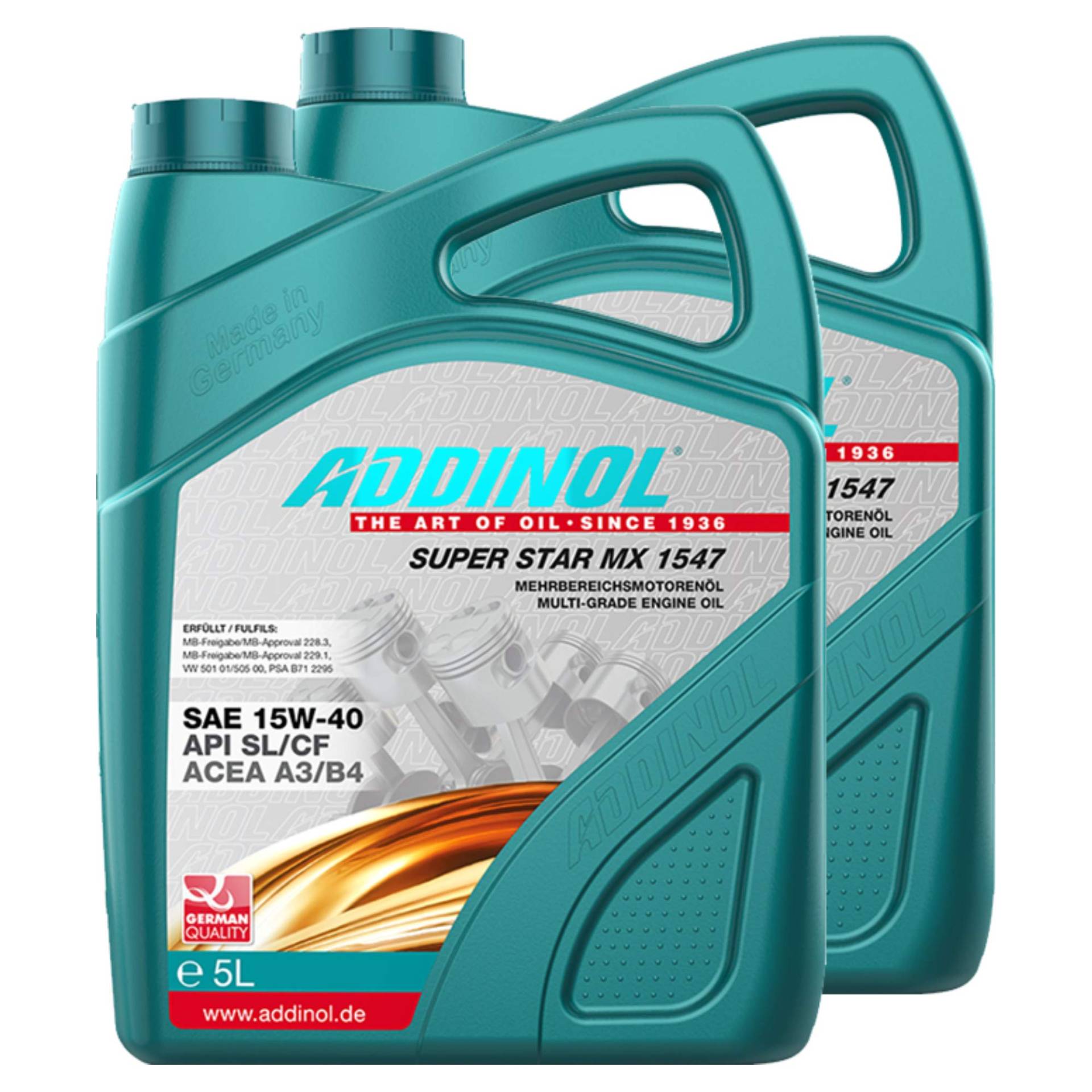 Addinol 2X Motoröl Motorenöl Motor Motoren Motor Oil Engine Oil Benzin Diesel 15W-40 Super Star Mx 1547 5L 72102681 von Addinol