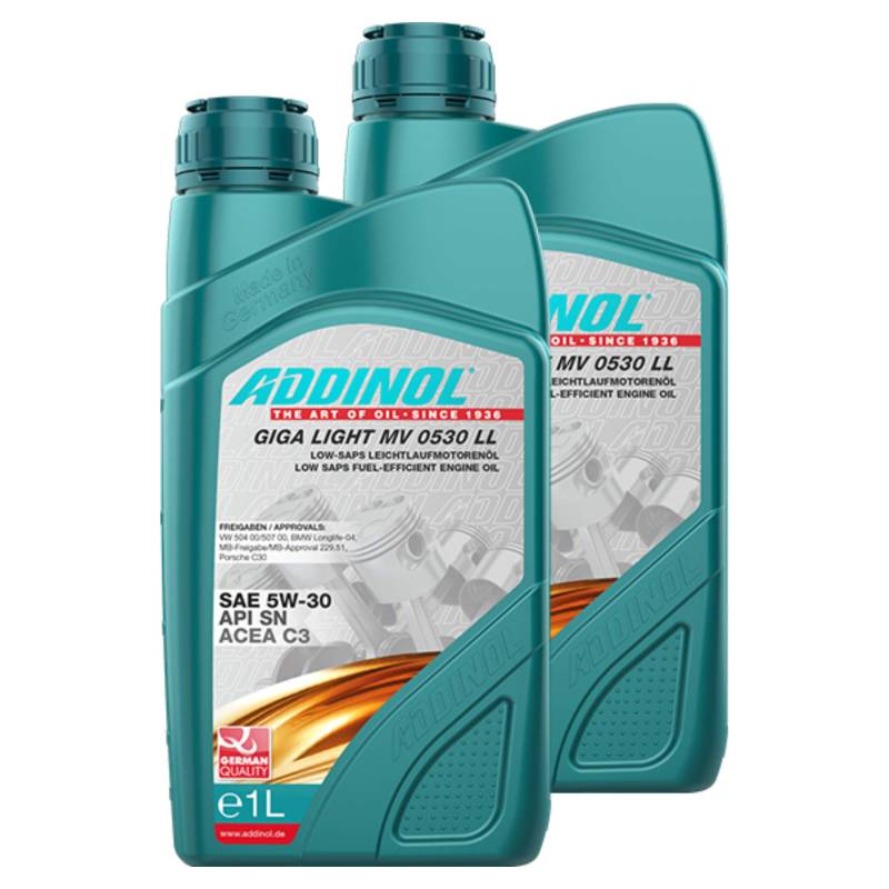 Addinol 2X Motoröl Motorenöl Motor Motoren Motor Oil Engine Oil Benzin Diesel 5W-30 Giga Light Mv 0530 Ll Longlife 1L von Addinol