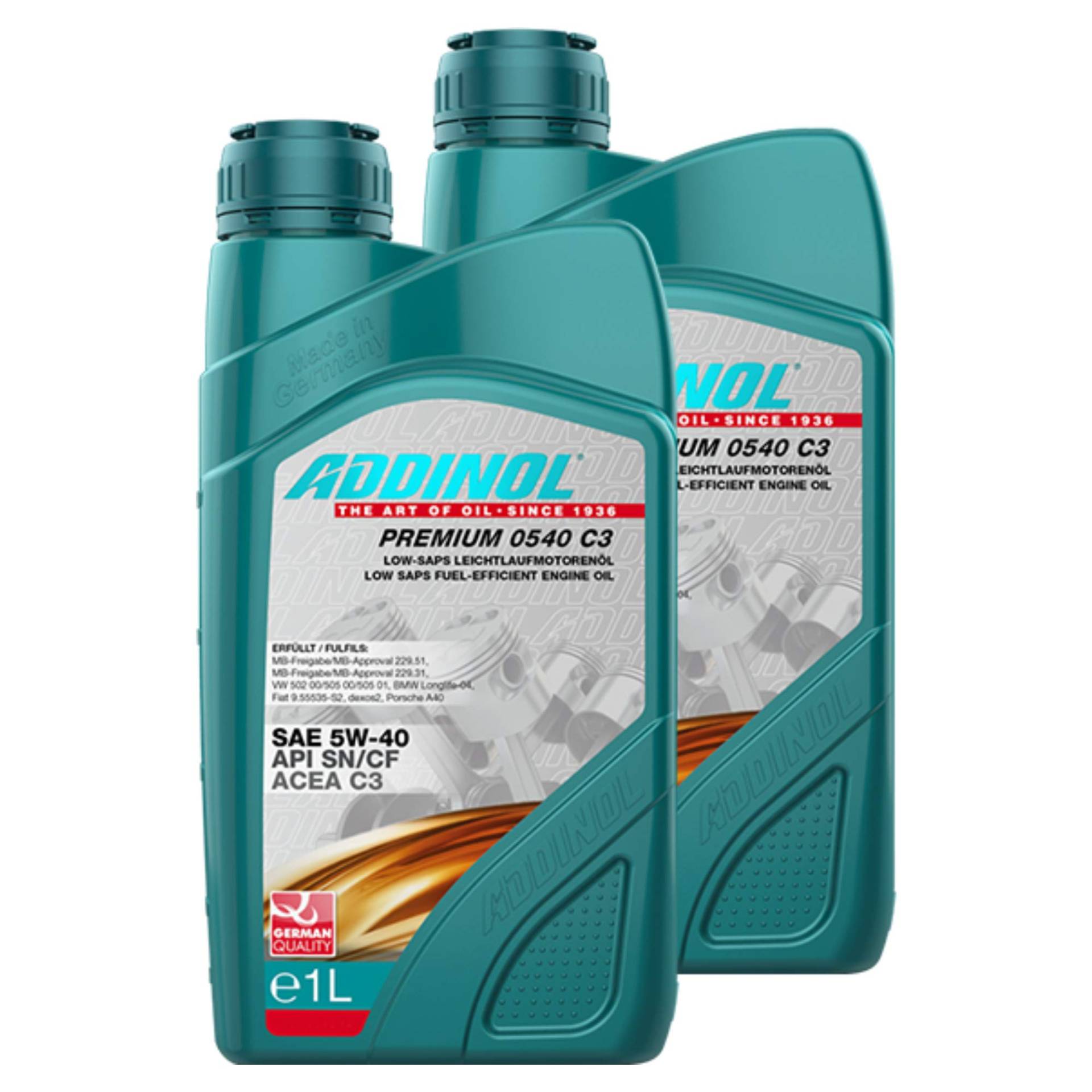 Addinol 2X Motoröl Motorenöl Motor Motoren Motor Oil Engine Oil Benzin Diesel 5W-40 Premium 0540 C3 1L 72098007 von Addinol