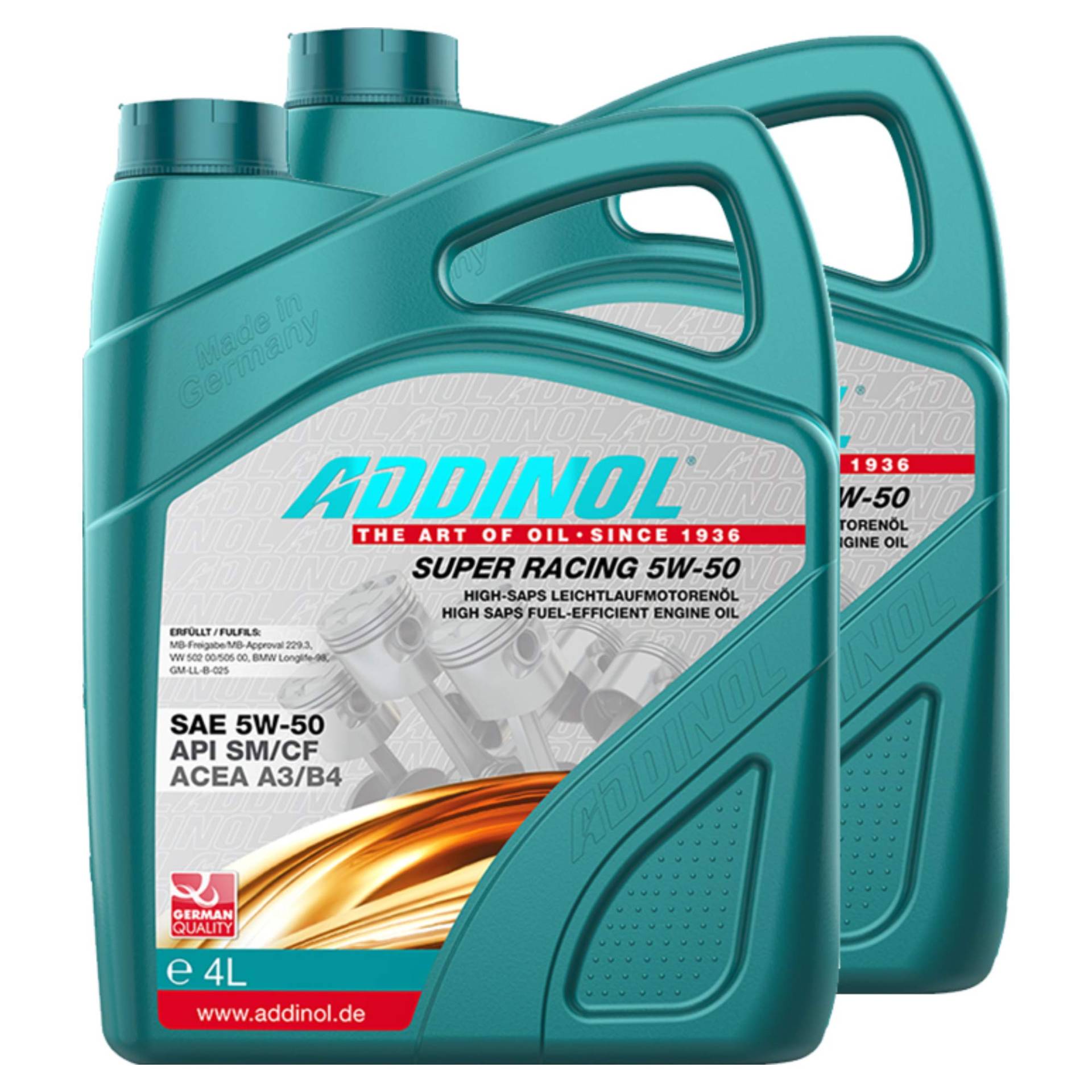 Addinol 2X Motoröl Motorenöl Motor Motoren Motor Oil Engine Oil Benzin Diesel Super Racing 5W-50 4L 72313625 von Addinol