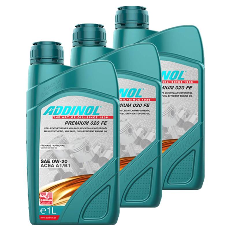 Addinol 3X Motoröl Motorenöl Motor Motoren Motor Oil Engine Oil Benzin Diesel 0W-20 Premium 020 Fe 1L 72097207 von Addinol