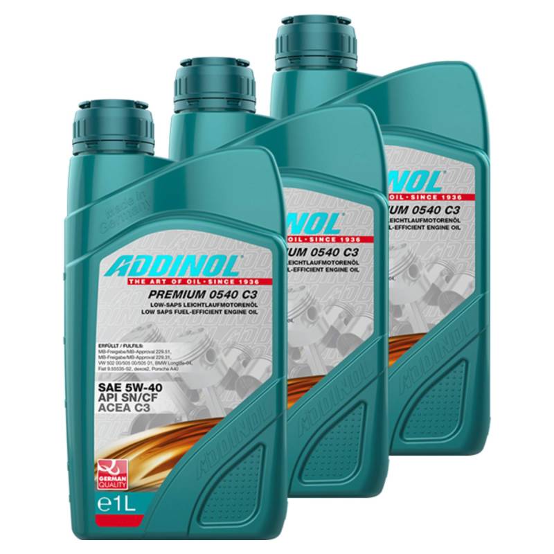 Addinol 3X Motoröl Motorenöl Motor Motoren Motor Oil Engine Oil Benzin Diesel 5W-40 Premium 0540 C3 1L 72098007 von Addinol