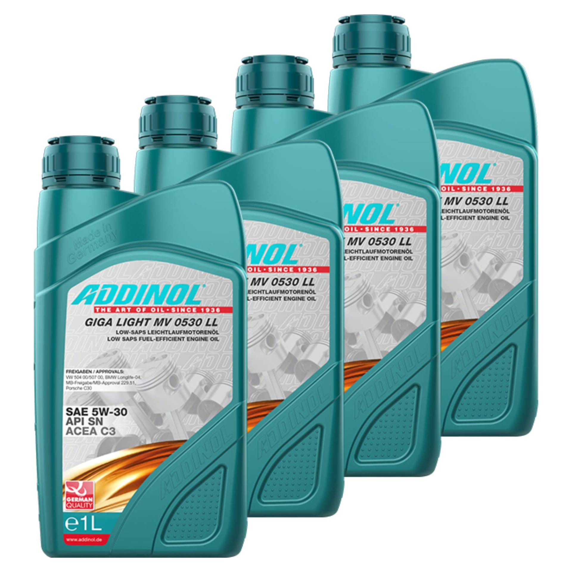 Addinol 4X Motoröl Motorenöl Motor Motoren Motor Oil Engine Oil Benzin Diesel 5W-30 Giga Light Mv 0530 Ll Longlife 1L von Addinol