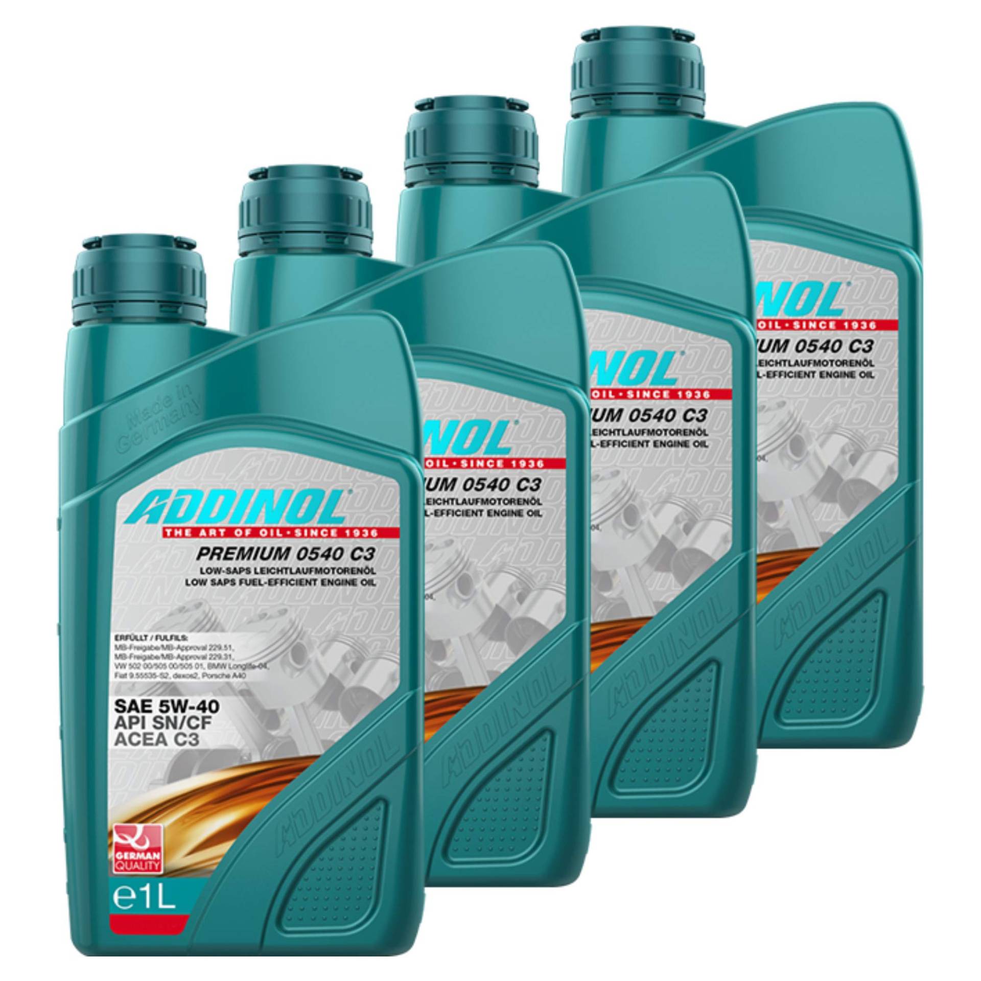 Addinol 4X Motoröl Motorenöl Motor Motoren Motor Oil Engine Oil Benzin Diesel 5W-40 Premium 0540 C3 1L 72098007 von Addinol