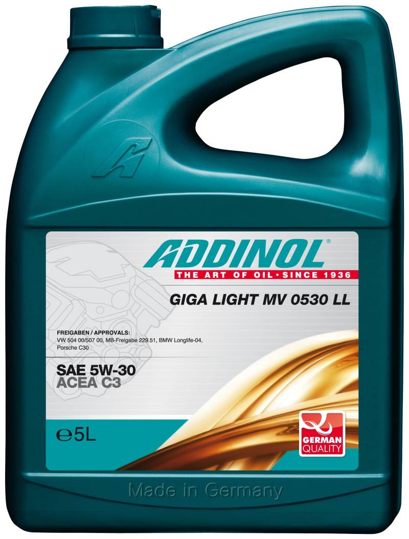 ADDINOL GIGA LIGHT MV 5W-30 LL C3 Motorenöl, 5 Liter von ADDINOL