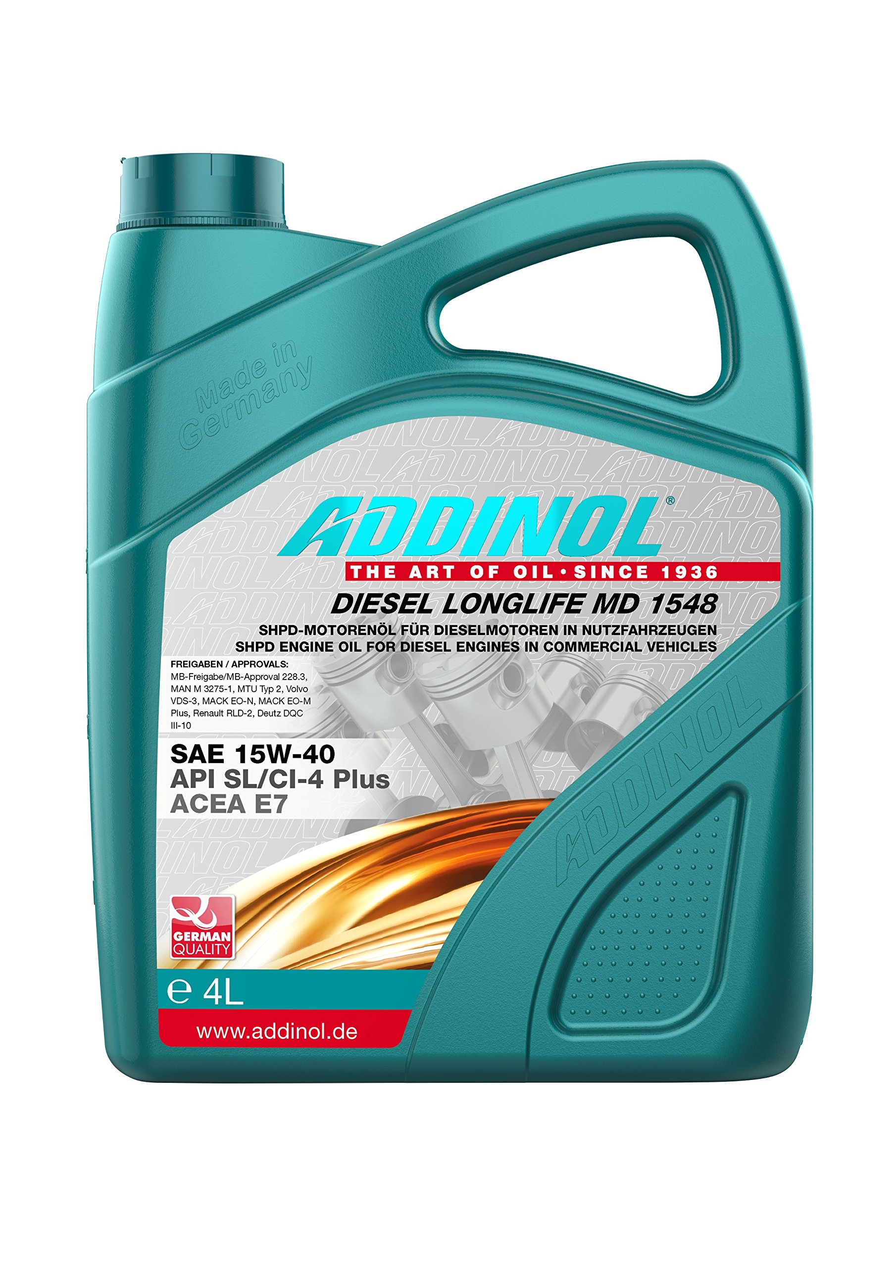 Addinol Motoröl Motorenöl Motor Motoren motor oil engine oil Diesel 15W-40 Diesel Longlife MD 1548 4L 72211025 von Addinol