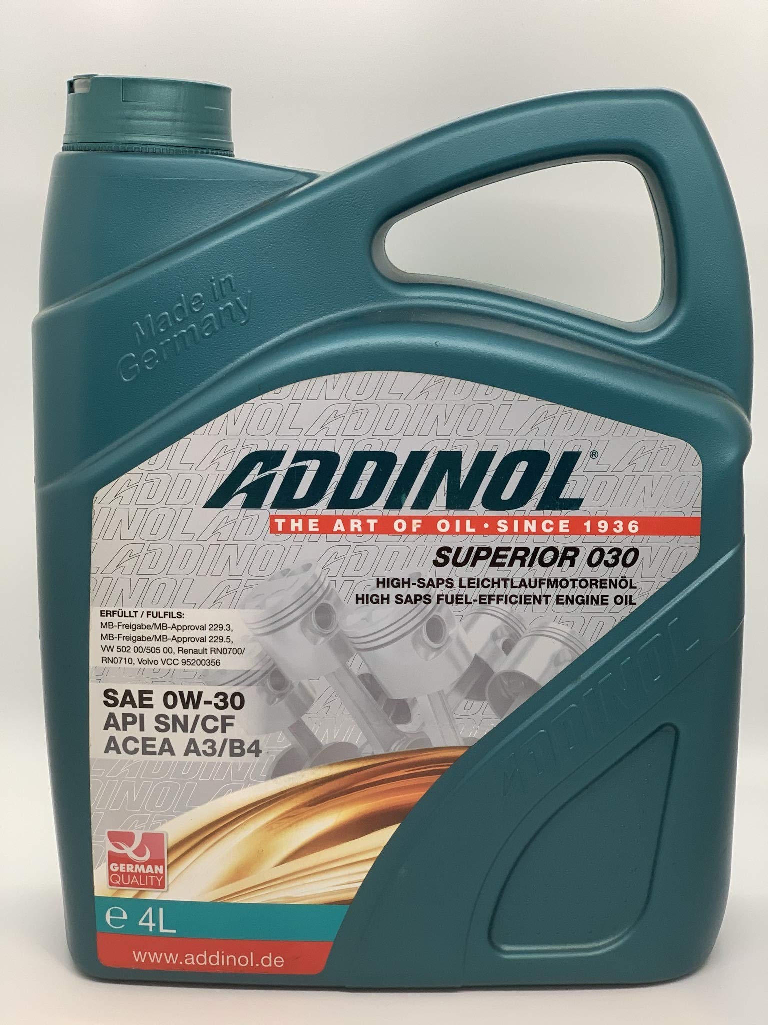 ADDINOL SUPERIOR 0W-30 A3/B4 Motorenöl, 4 Liter von Addinol