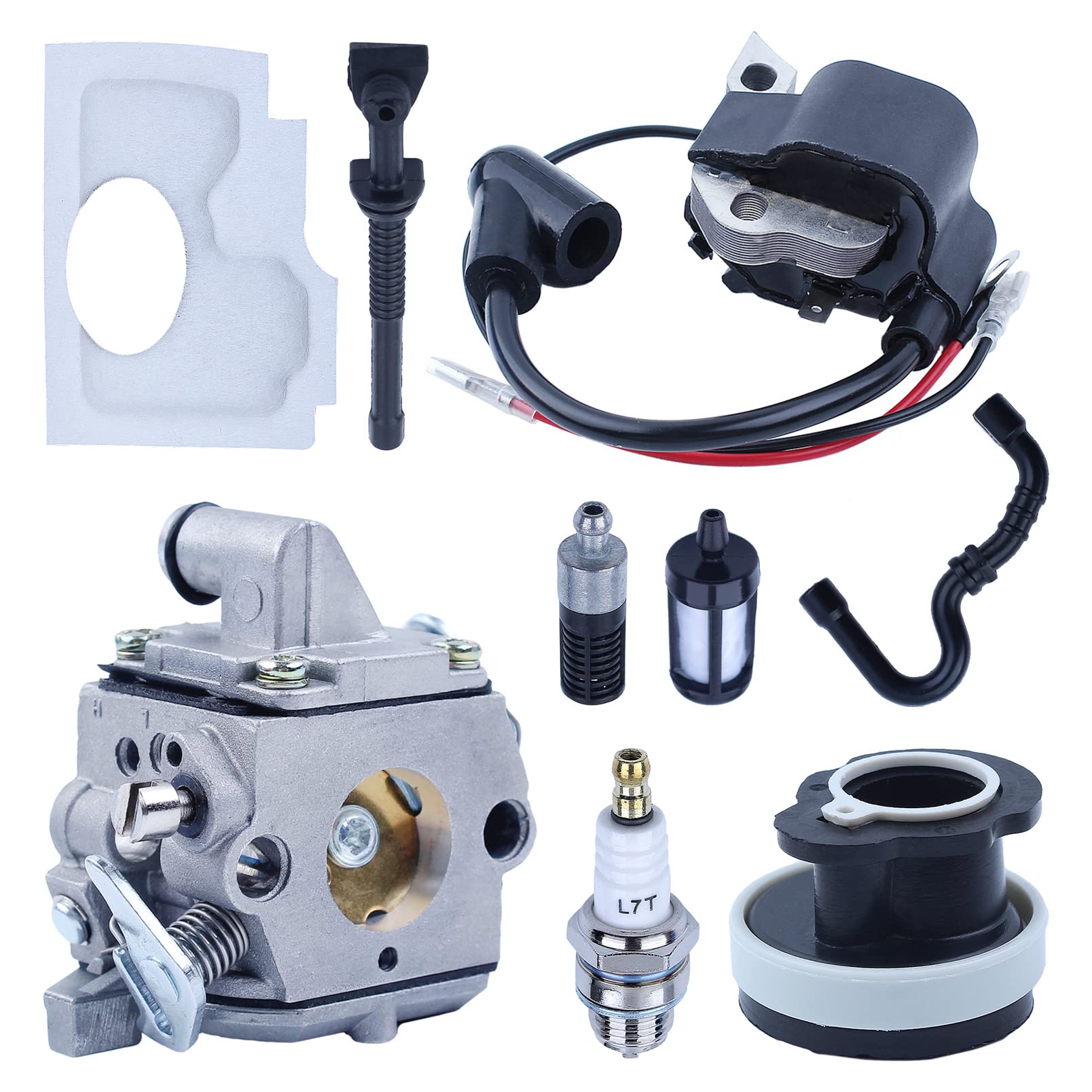 Vergaser Set für Stihl MS170 MS180 017 018, ADEFOL Vergaser + Zündspule + Luftfilter + Zündkerze + Kraftstoffschlauch Kettensägenzubehör Vergaser Set für Stihl MS170 MS180 017 018, ADEFOL Vergaser + Zündspule + Luftfilter + Zündkerze + Kraftstoffschlauch Kettensägenzubehör von Adefol
