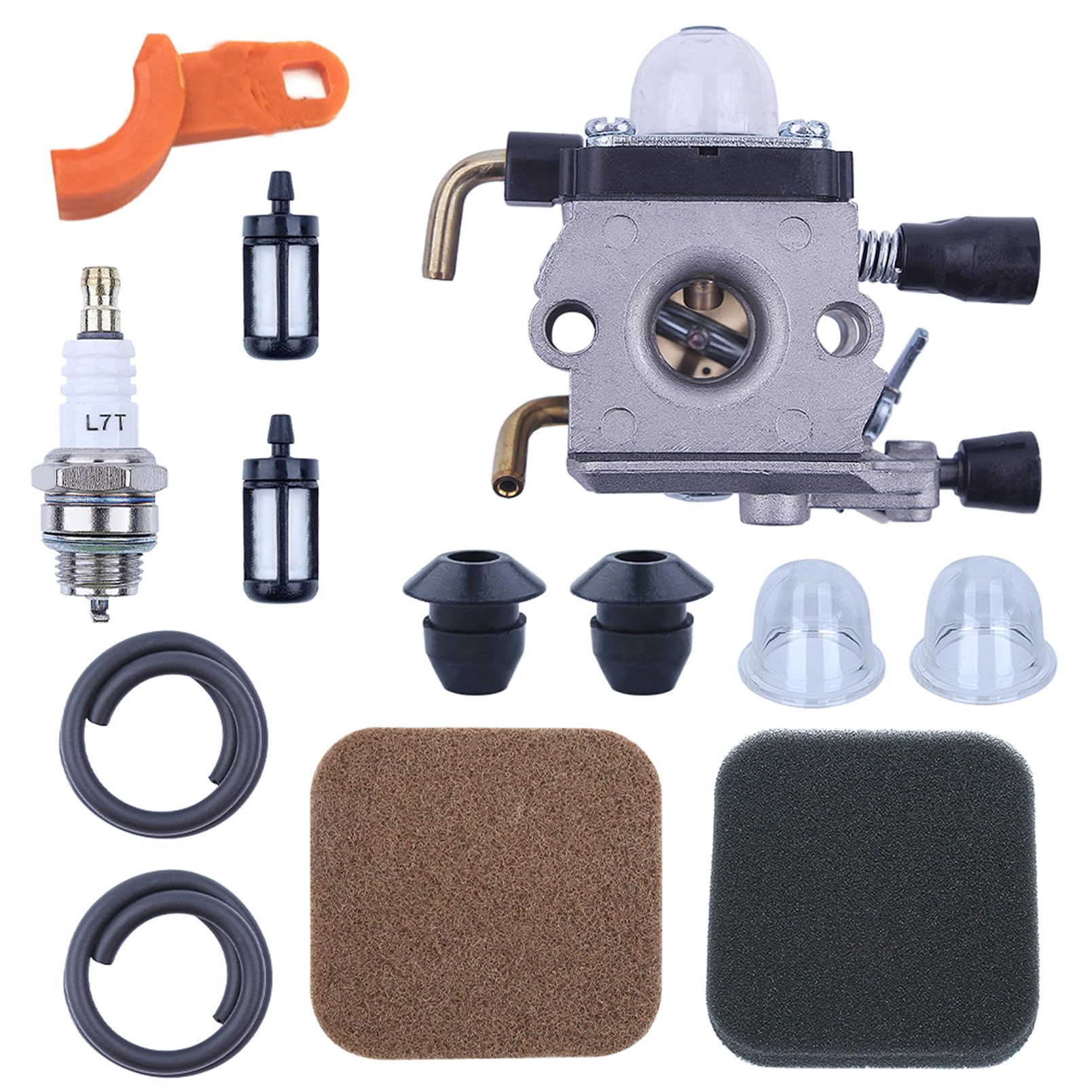 Vergaser für STIHL FS85 FS85R FS80 FS72, ADEFOL Vergaser mit Tüllendichtungen, Kraftstofffilter, Zündkerze, Unkrautfresser-Wartungsset Vergaser für STIHL FS85 FS85R FS80 FS72, ADEFOL Vergaser mit Tüllendichtungen, Kraftstofffilter, Zündkerze, Unkrautfresser-Wartungsset von Adefol