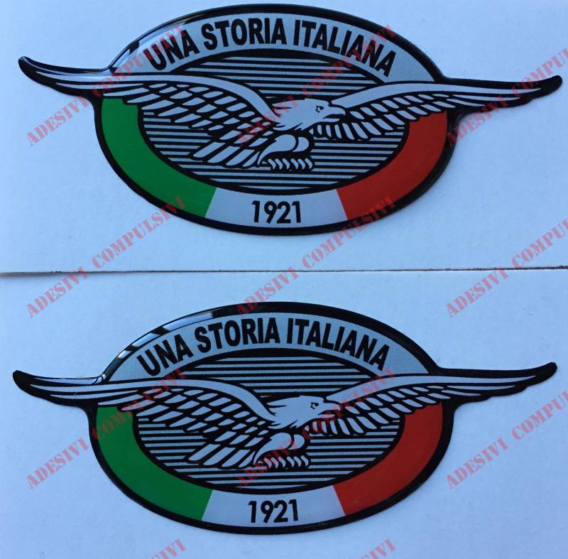 Adesivi Compulsivi Logo Aufkleber Moto Guzzi, Eine italienische Geschichte, 2 Aufkleber in 3D-Optik, Schwarz, Witterungsbeständig, Für Motorrad, Tank oder Helm von Adesivi Compulsivi