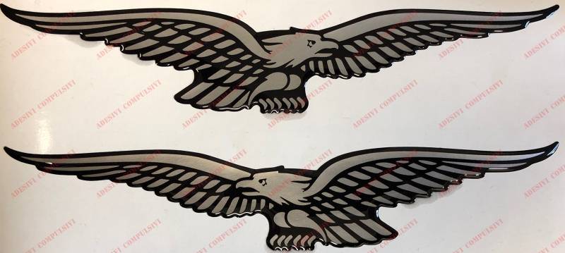 Logo-Aufkleber Moto Guzzi, Wappen, harzbeschichtet, 3D-Effekt, 2 Stück Spiegelbildliches Adlerpaar, links und rechts, für Tank. von Adesivi Compulsivi