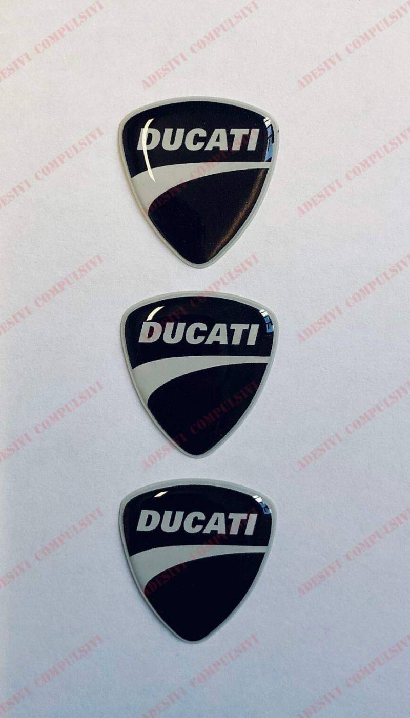 Adesivi Compulsivi Ducati-Logo-Aufkleber, 3D-Effekt, Schwarz / Weiß, für Motorrad, Vinyl, 25 x 27 mm von Adesivi Compulsivi