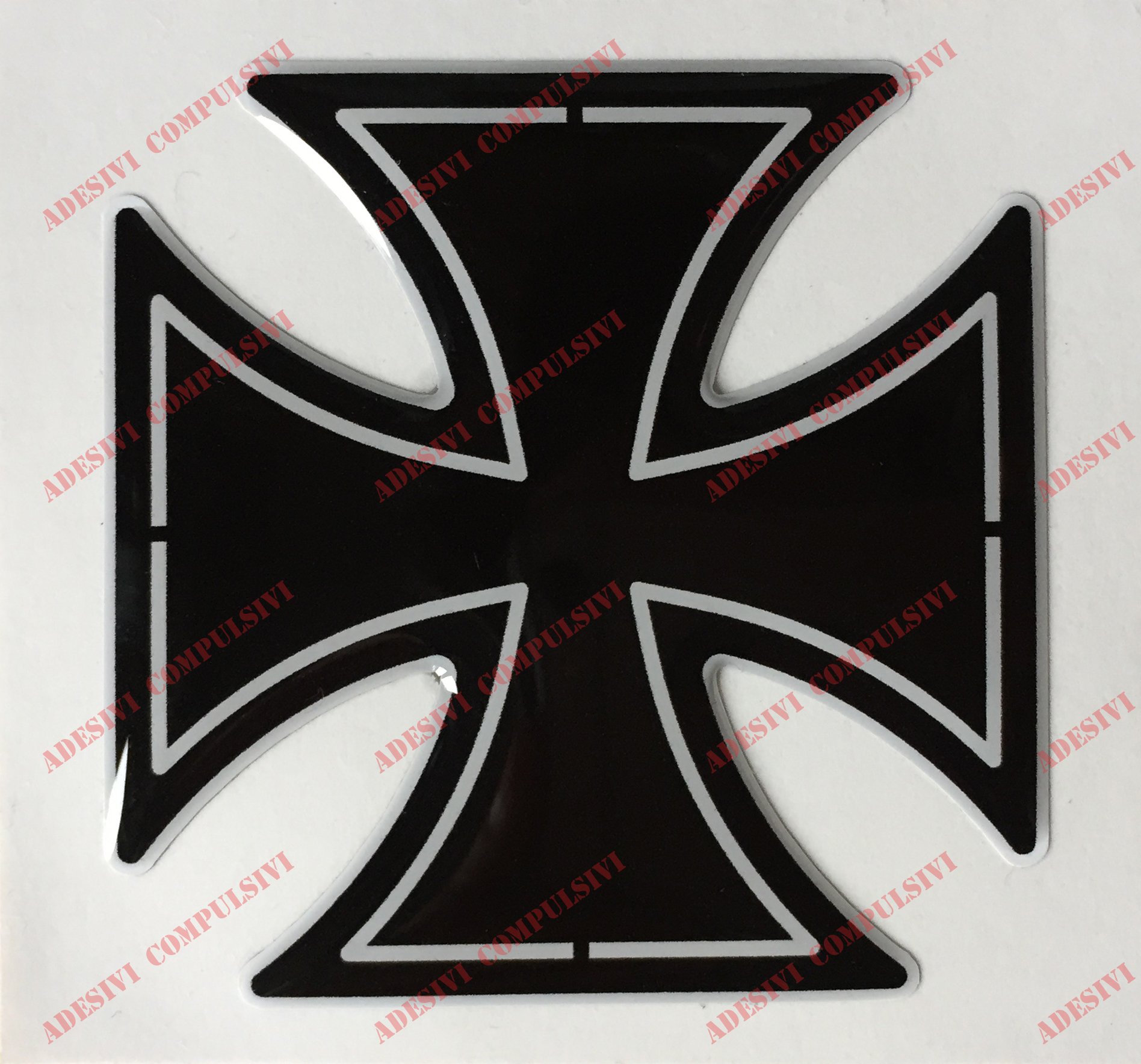 Logo-Aufkleber, Harley-Davidson Malteser Kreuz, harzbeschichtet, 3D-Effekt, 2 Stück, Silberfarben Für Tankdeckel oder Helm. von Adesivi Compulsivi