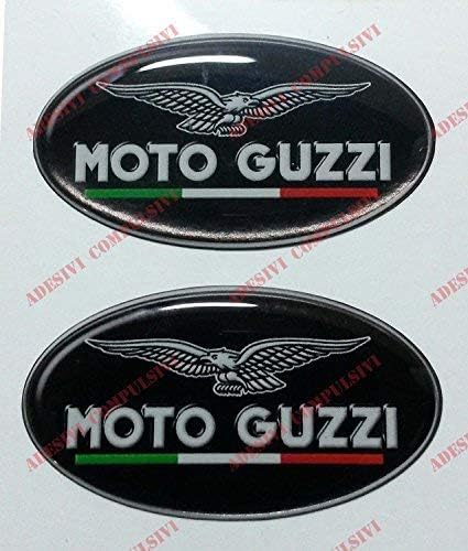 Wappen Logo Decal Moto Guzzi, mit Flagge italien, Paar Aufkleber harzbeschichtet, Effekt 3d. Für Benzintank oder Helm von Adesivi Compulsivi
