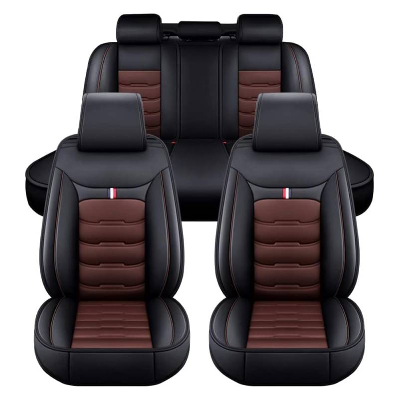 AdiNas Autositzbezüge Sets für Nissan Qashqai J12 J11 J10 J11 J12 +2 2006-2025, Leder wasserdichte Auto Sitzbezüge Autositzschoner Universal Auto Sitzkissen Schonbezüge,Black_Coffee/A-Standard_Set von AdiNas