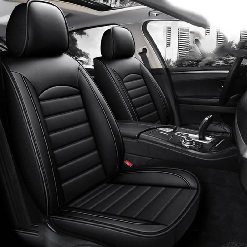 Leder Auto Sitzbezüge Sets für Audi a4 b5/a4 Quattro/a4 Avant/a4 es/a5 s/a5 b8/a6, 5-Sitze wasserdichte Autositzbezüge Autositzschoner Universal Auto Innenraum Schonbezüge,Black/A von AdiNas