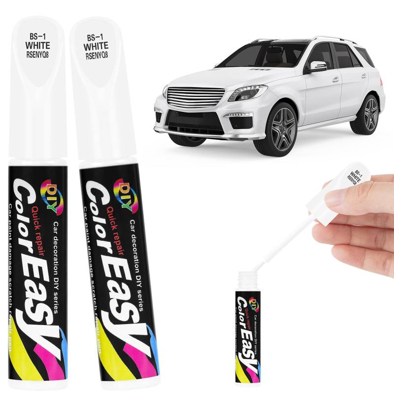 Adiwo Auto Lackstift, 2 Stück Auto Reparatur Lack Auto Pinsel 12ml Lack Reparatur Autolack Korrekturstift Stift Lackstift Auto Kratzer Reparatur Auto Lack Reparatur für Autos Reparaturwerkzeug (Weiss) von Adiwo