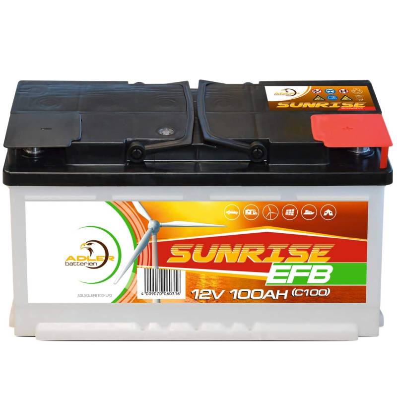 Solarbatterie 12V 100Ah Adler Batterie Wohnmobil Boot Camping ersetzt 80Ah 90Ah von Adler Sunrise