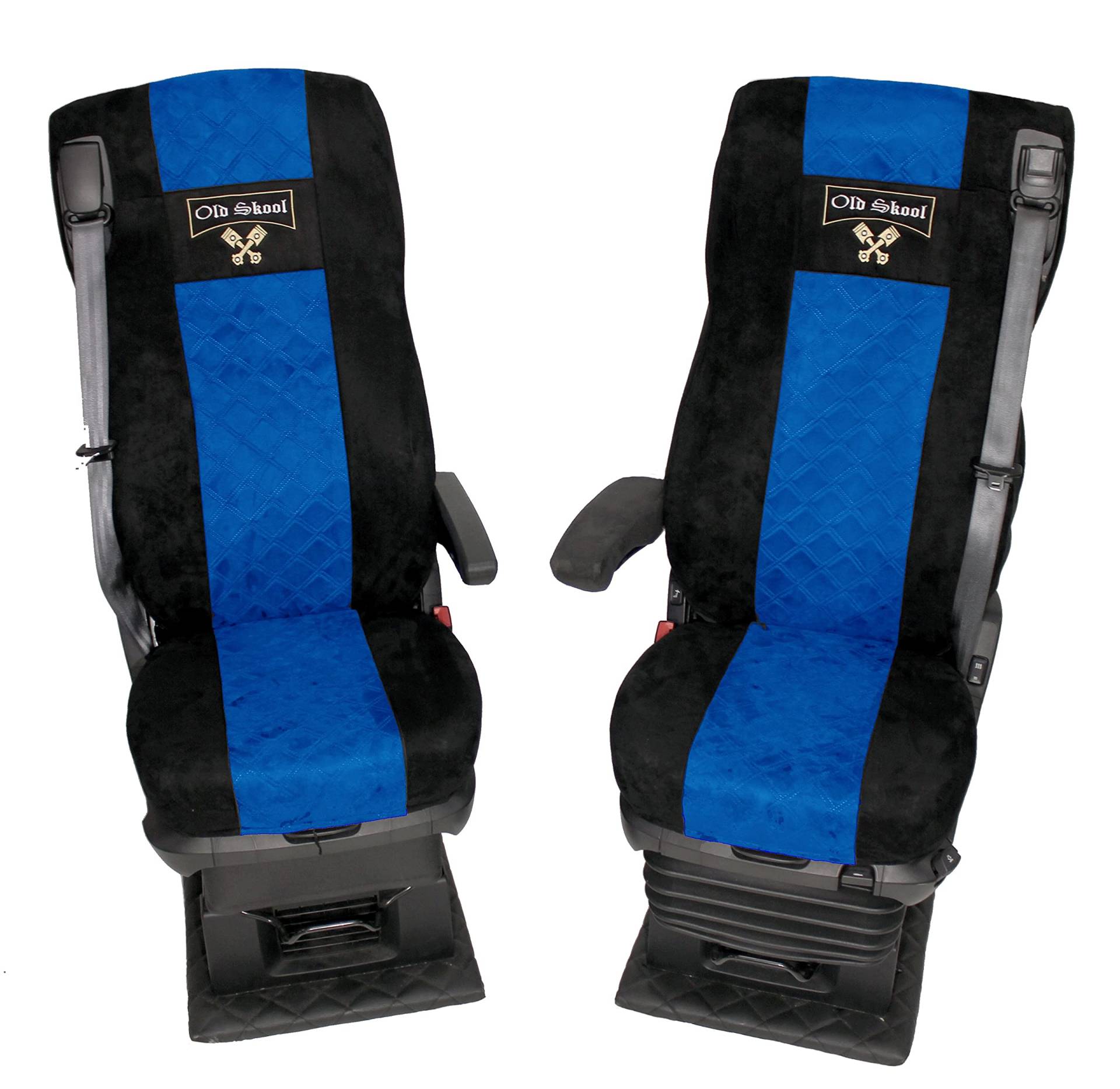 LKW Sitzbezüge für DAF xf 106 Grammer Sitze schwarz blau Old Skool von Adomo