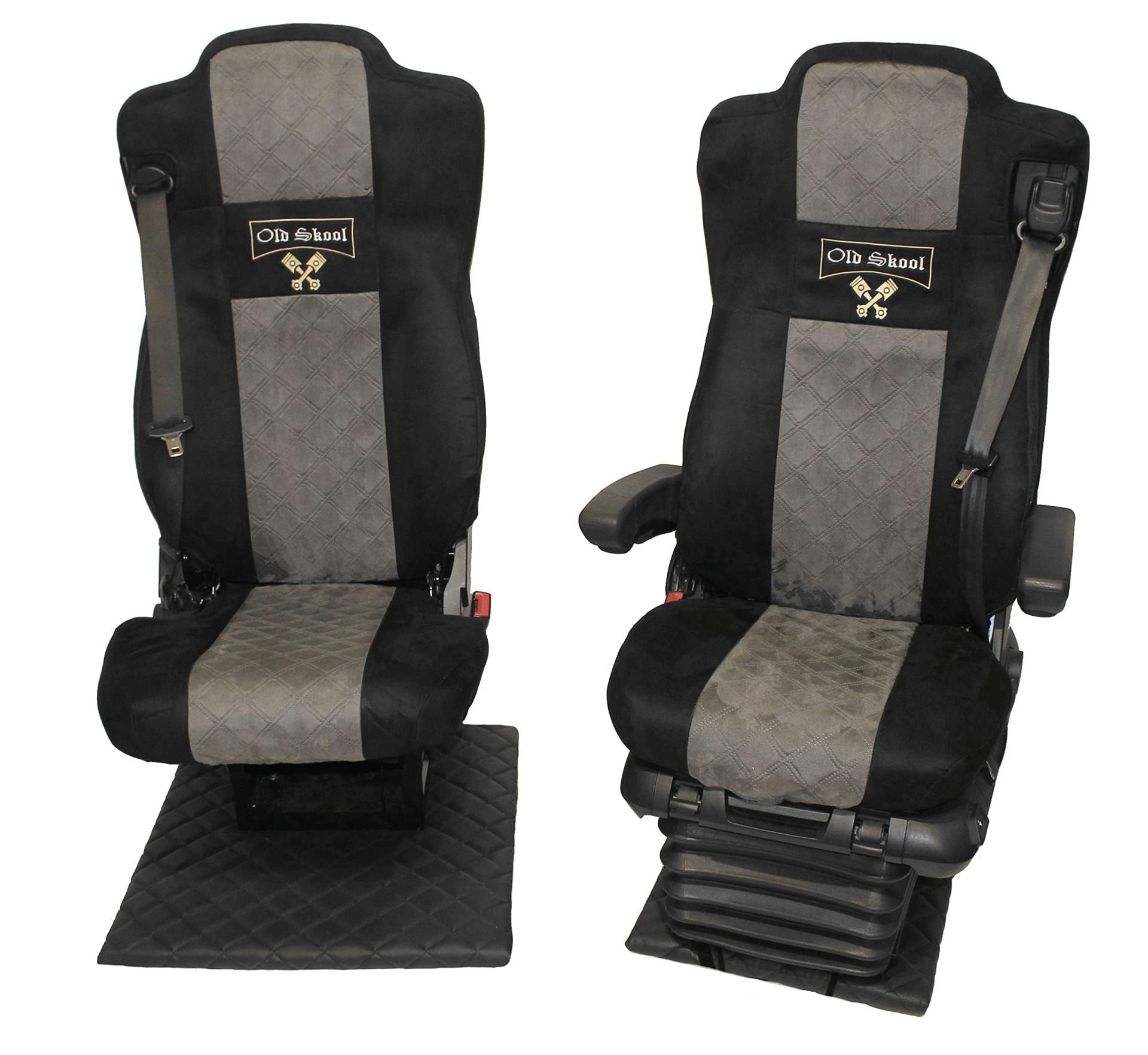 LKW Sitzbezüge für Mercedes Actros MP5 und MP4, klappbarer Beifahrersitz, schwarz grau, Kopfstützen 8cm. LKW Sitzbezüge für Mercedes Actros MP5 und MP4, klappbarer Beifahrersitz, schwarz grau, Kopfstützen 8cm. von Adomo