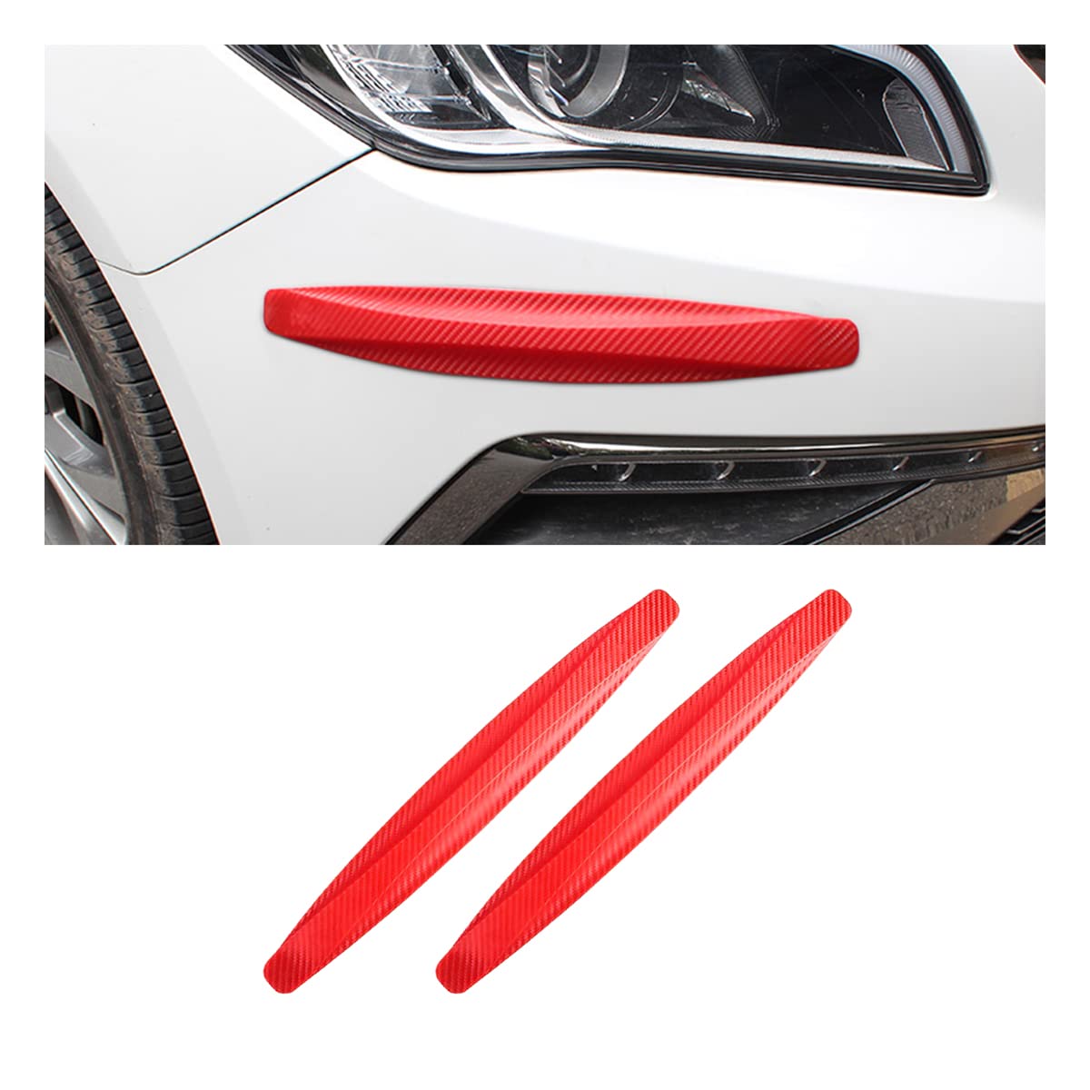 Adunsiaoto 2 Stück Universal Anti-Collision Patch Auto Stoßstange, Kohlefaser Autos Tür Bump Protector Aufkleber für Auto SUV, Auto Türkantenschutz Aufkleber(Rot) von Adunsiaoto