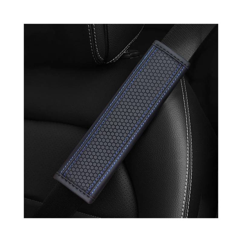 Adunsiaoto 2 Stück Weiche Schultergurt Abdeckungen Harness Pads, Sicherheitsleder Sicherheitsgurt Komfort Fahrkissen, Wabenförmig Geprägter Schulterschutz Für Autosicherheitsgurte(Blau) von Adunsiaoto