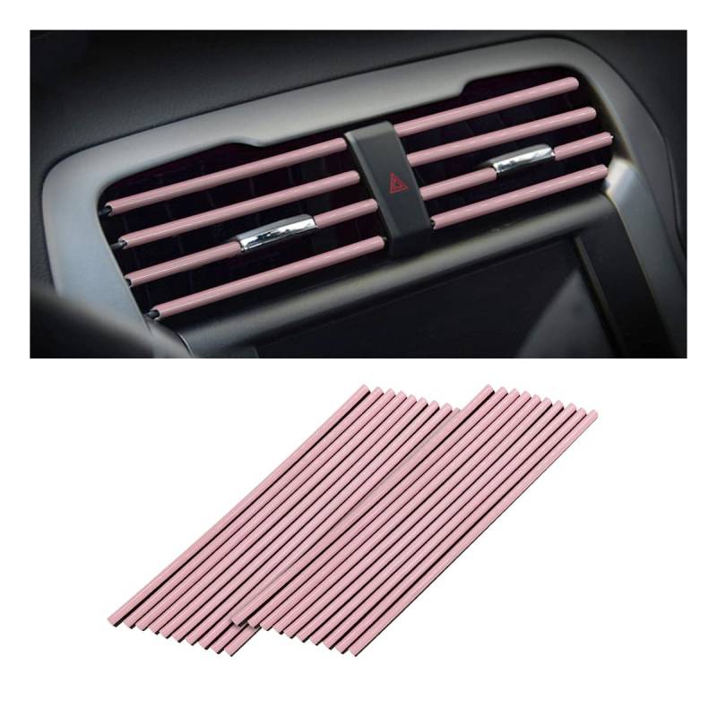 Adunsiaoto 20 Stück Auto Lüftungsschlitz Dekoration, Auto Styling Lüftungsgitter Zierleiste, Auto Klimaanlage Dekorationsstreifen, Lüftungsschlitz Dekoration(Rosa) von Adunsiaoto