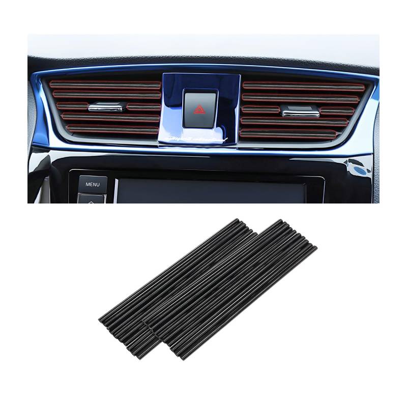 Adunsiaoto 20 Stück Auto Lüftungsschlitz Dekoration, Auto Styling Lüftungsgitter Zierleiste, Auto Klimaanlage Dekorationsstreifen, Lüftungsschlitz Dekoration(Schwarz) von Adunsiaoto