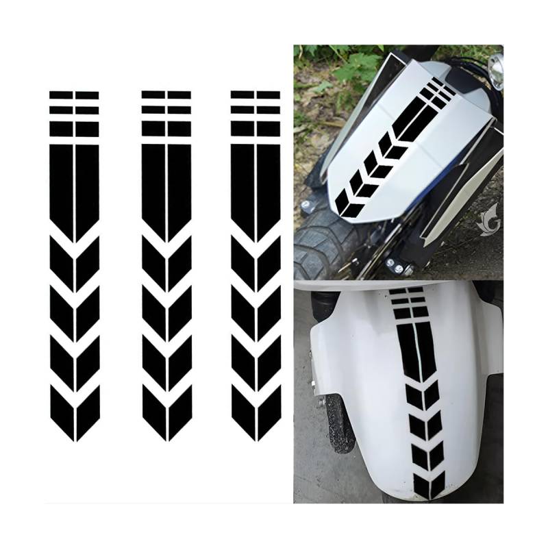 Adunsiaoto 3 Stück Motorrad Kotflügel Reflektierender, Aufkleber Fender Reflektierende Für Motorräder Universal, Motorrad Rahmen Frontgabel Aufkleber Fahrrad Dekoration ZubehöR(Schwarz) von Adunsiaoto